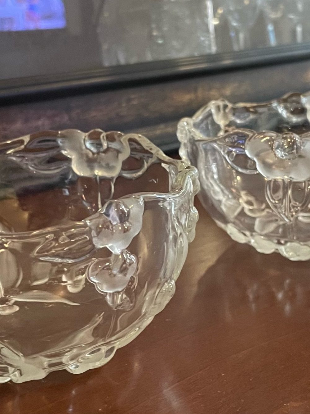 Clear Glass Floral Accent Bowls - Elegant Home Accents